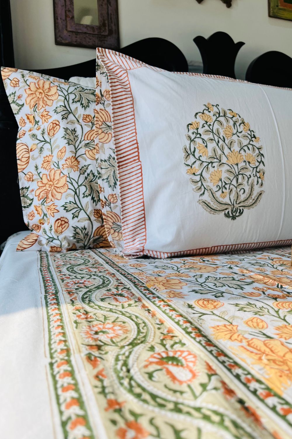 Magnolia Hand Block Printed Cotton Bedsheet