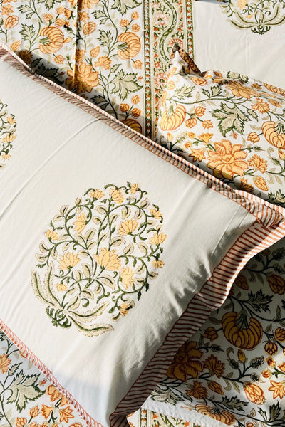 Magnolia Hand Block Printed Cotton Bedsheet