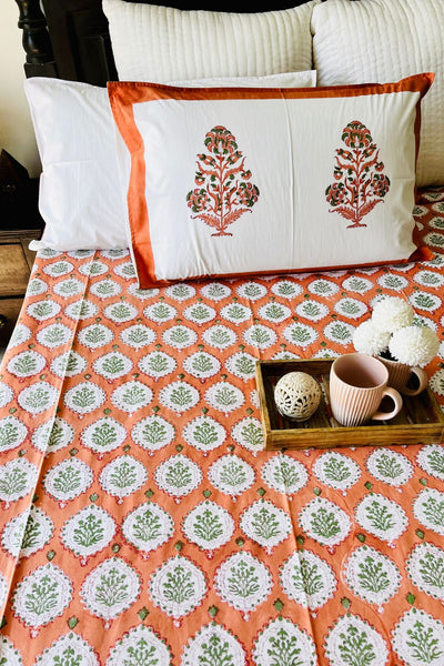 Gheru Hand Block Printed Cotton Bedsheet