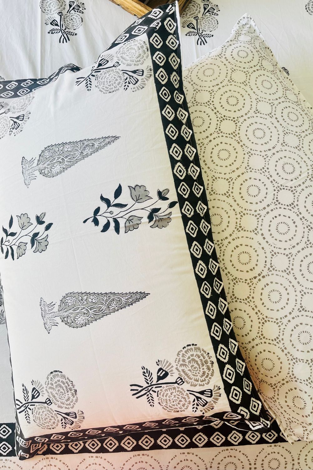 Black Cyprus Hand Block Printed Cotton Bedsheet