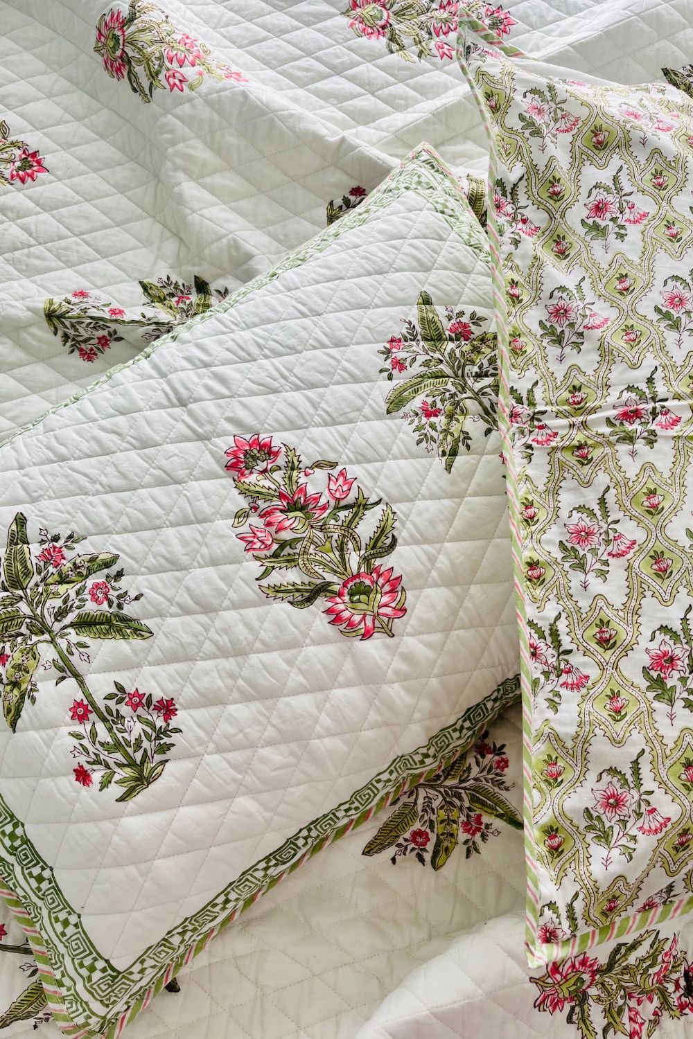 Banana Tree Handblock Printed Reversible Quilted Bedcover