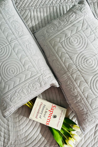 Grey Solid Quilted Bedcover