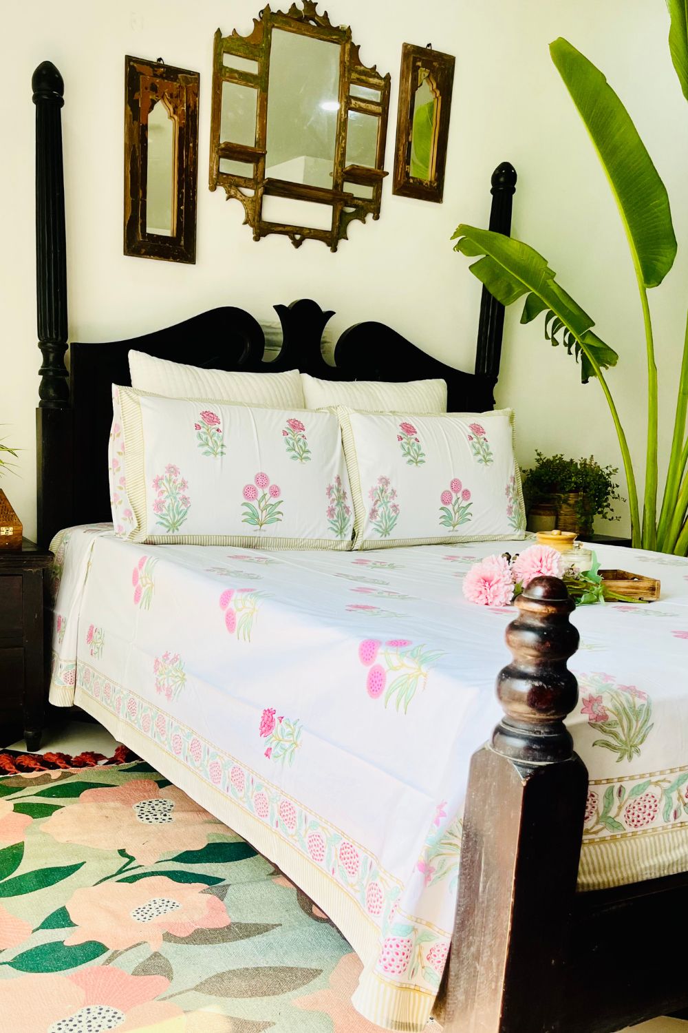 Rosia Hand Block Printed Cotton Bedsheet