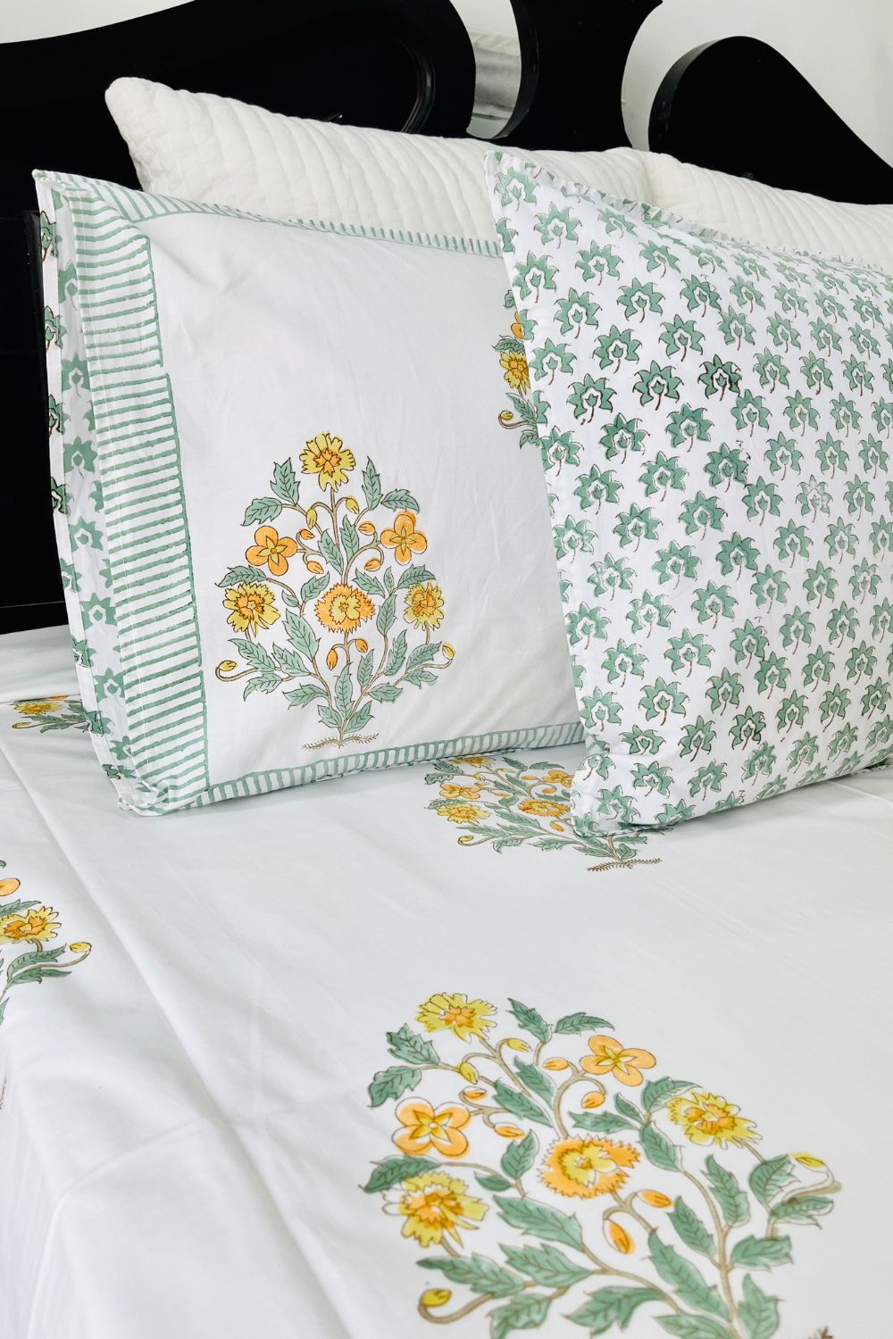 Daffodil Hand Block Printed Cotton Bedsheet