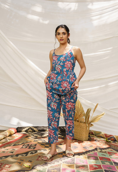 Blue Spaghetti Loungewear Co-ord Set